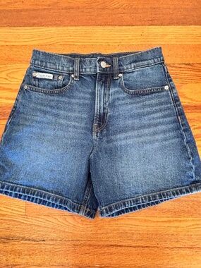 Calvin Klein A-Line Denim Shorts Women's W27 Blue High Rise